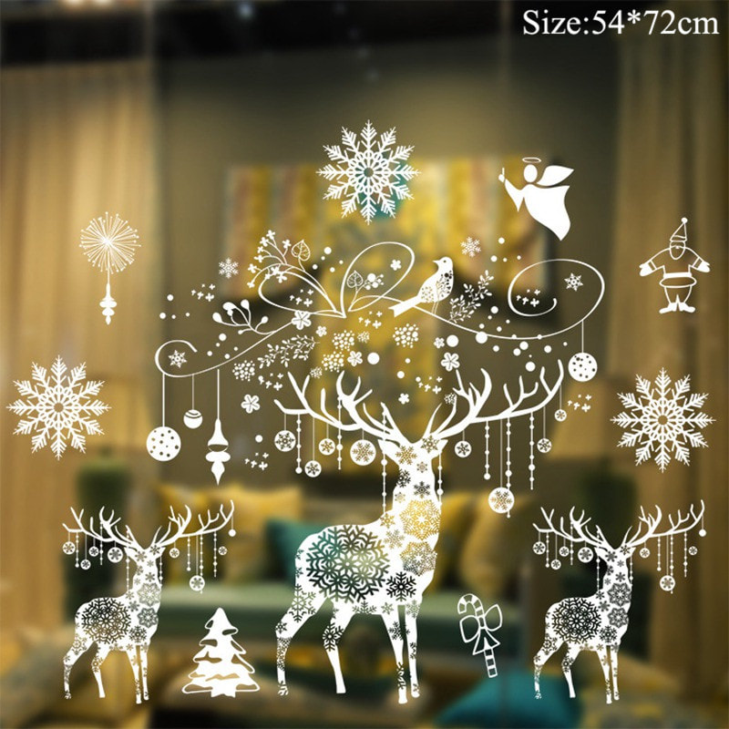 Removable Merry Christmas Art Decal Window Wall Stickers Shop Decor Home E5G7 